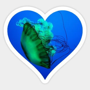 Green Jellyfish Heart Sticker